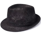 Belcastel Distressed Genuine Leather Trilby Hat