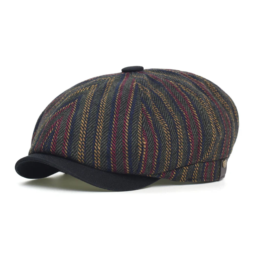 Belfast Striped Newsboy Cap