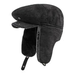 Belfast Winter Earflaps Black Fur Flat Cap