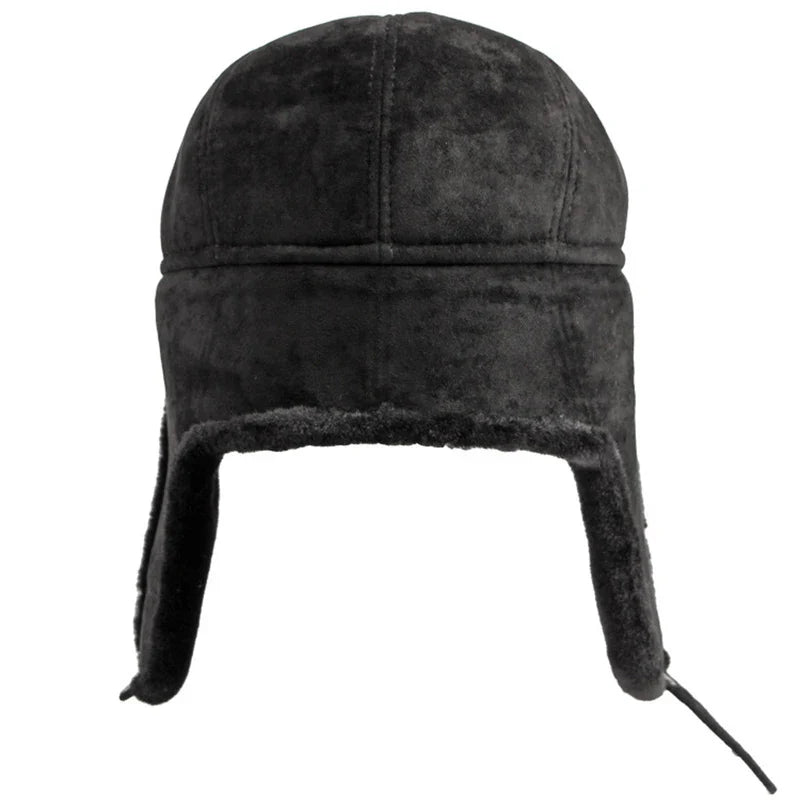 Belfast Winter Earflaps Black Fur Flat Cap
