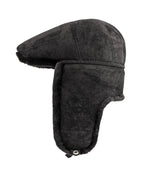 Belfast Winter Earflaps Black Fur Flat Cap