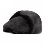 Belfast Winter Earflaps Black Fur Flat Cap