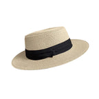 Beige with black straw porkpie hat – classic porkpie hat