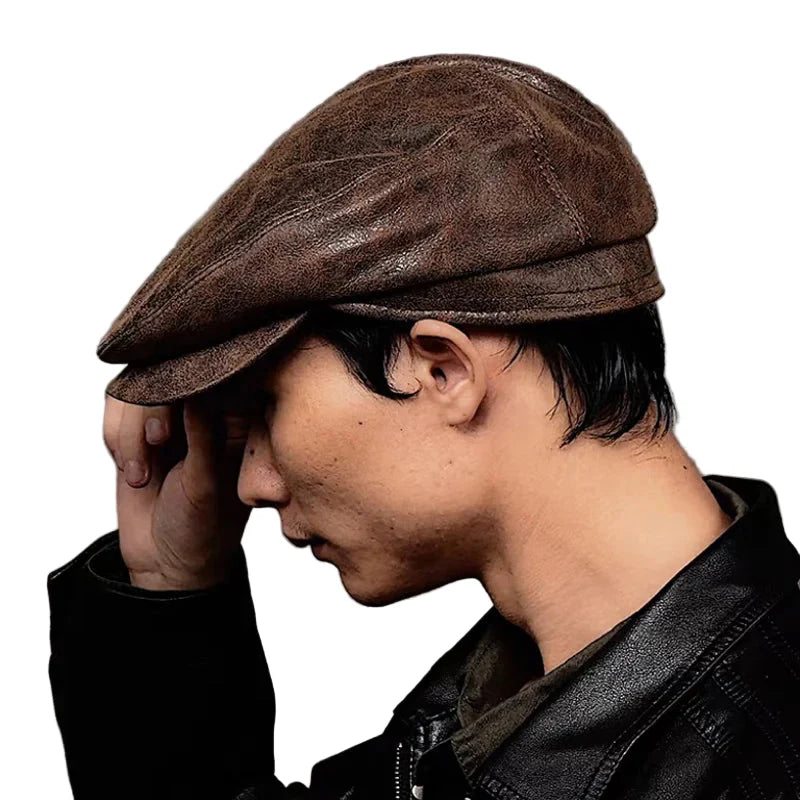 Bernadotte Genuine Leather Flat Cap