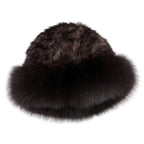 Bernadotte Woman Winter Natural Rabbit Fur Beanie Bucket Hat