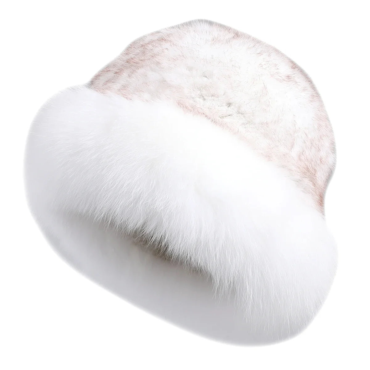 Bernadotte Woman Winter Natural Rabbit Fur Beanie Bucket Hat