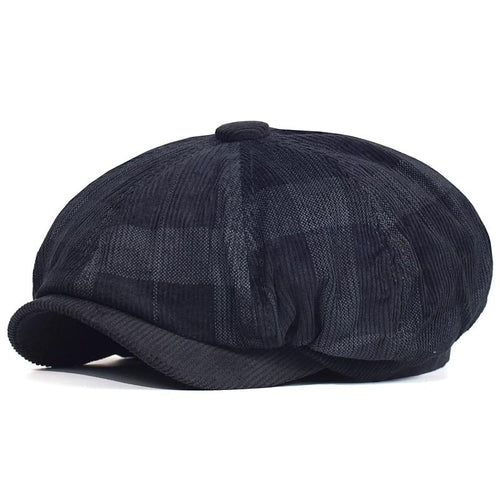 Black Corduroy Newsboy Cap