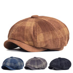 Beynac Plaid Corduroy Newsboy Cap