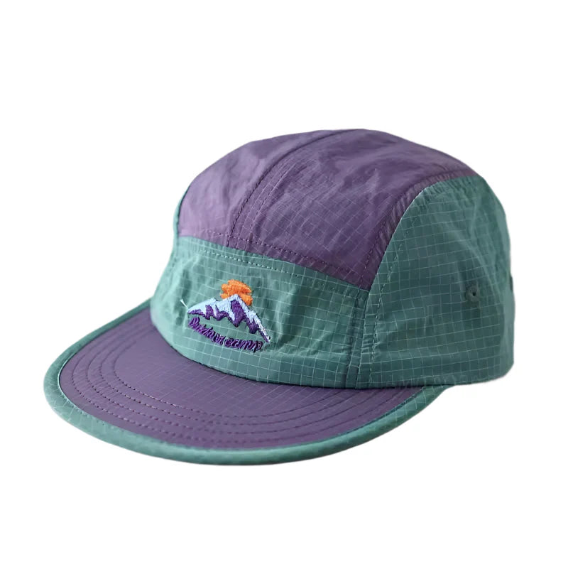Bicolor Flat Visor Patchwork Baseball Cap