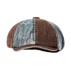 Bicolor Patchwork Denim Newsboy Cap