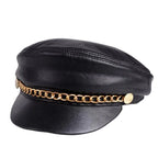 Billings Black Genuine Leather Sailor Cap