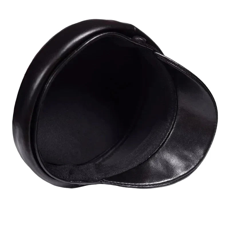 Billings Black Genuine Leather Sailor Cap