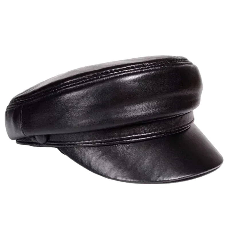 Billings Black Genuine Leather Sailor Cap