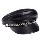 Billings Black Genuine Leather Sailor Cap