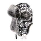 Black & White Christmas Winter Fur Trapper Bomber Hat