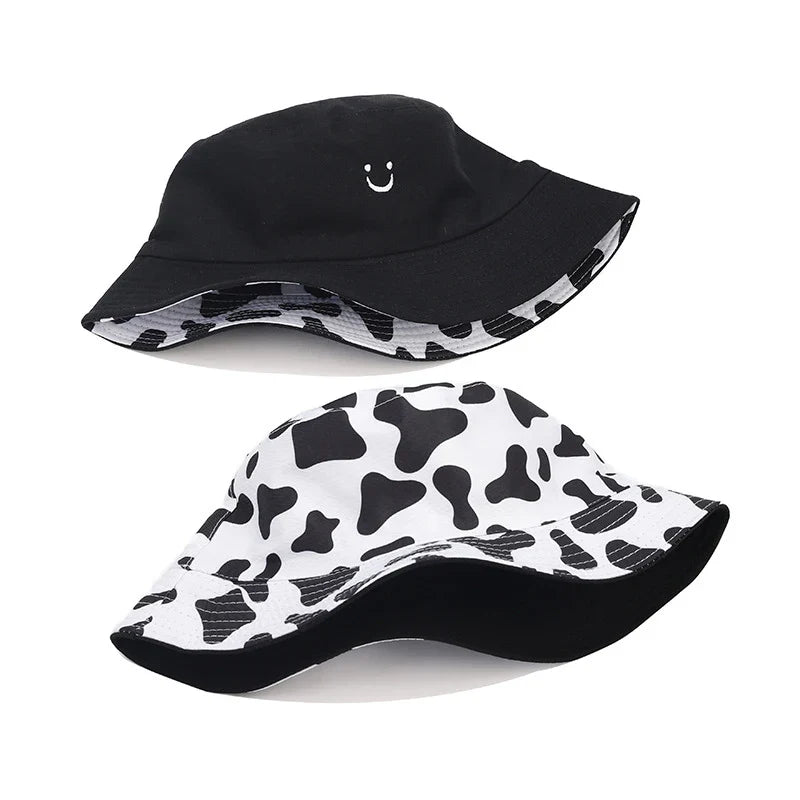 Black & White Cow Print Reversible Bucket Hat