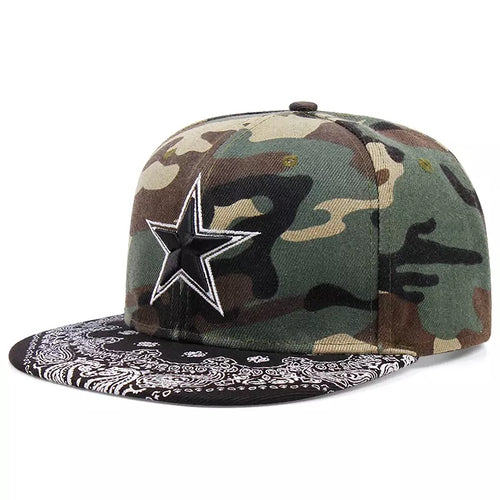 Black Star Snapback Cap back view