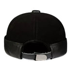 Black Suede Genuine Leather Docker Cap