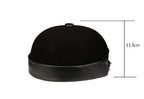 Black Suede Genuine Leather Docker Cap