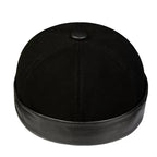 Black Suede Genuine Leather Docker Cap