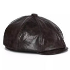 Blaine Brown Genuine Leather Newsboy Cap