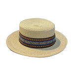 Beige straw boater hat – classic straw hat