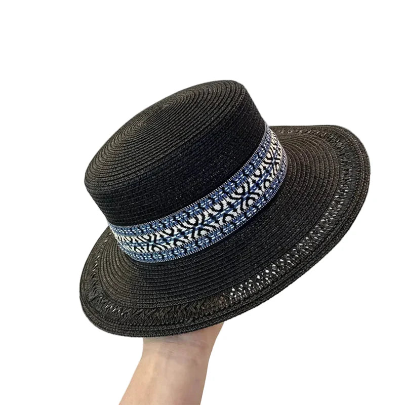 Black straw boater hat – classic straw hat