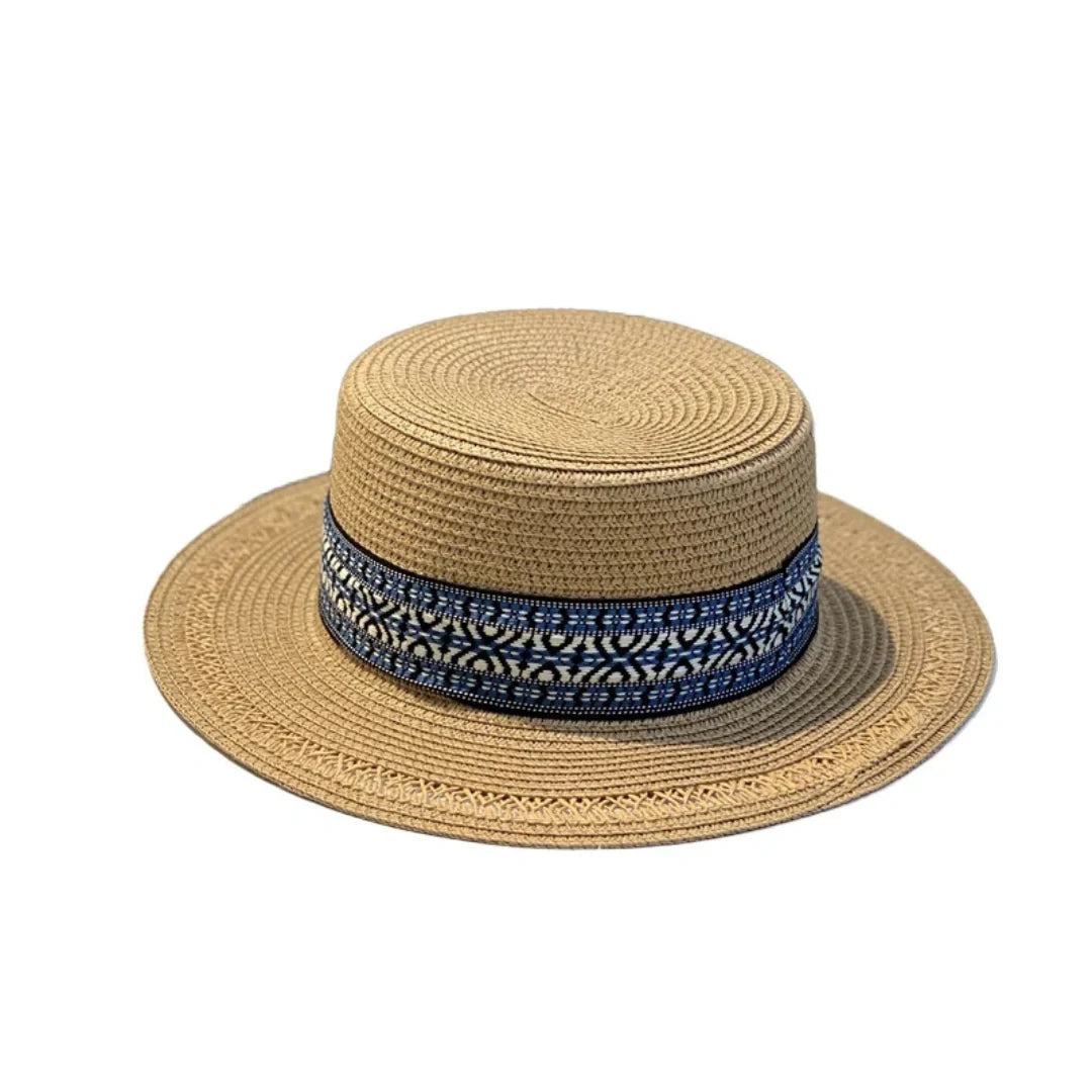 Khaki straw boater hat – classic straw hat