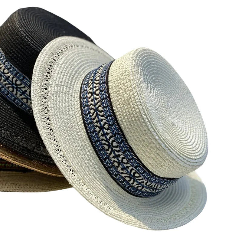 Bohemian Summer Straw Boater Hat