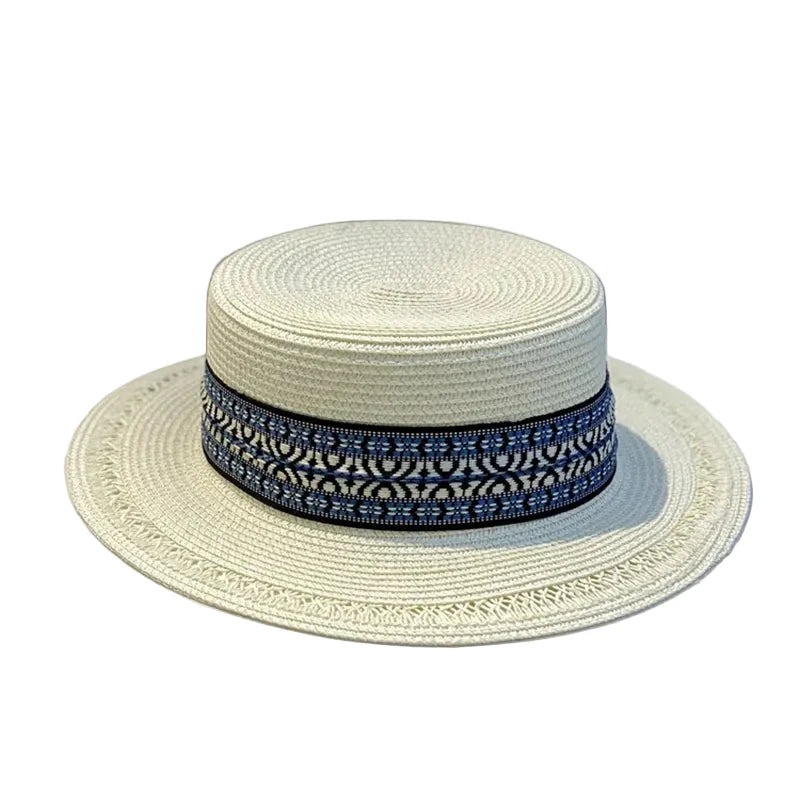 White straw boater hat – classic straw hat