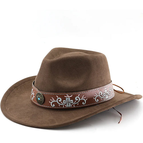 Coffee brown Boho Suede Cowboy Hat