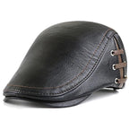 Bonnard Leather Duckbill Flat Cap