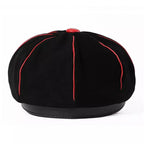 Bossier Black Genuine Leather Newsboy Cap
