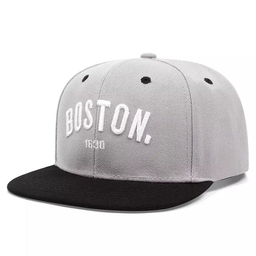 Gray Boston Snapback Cap back view