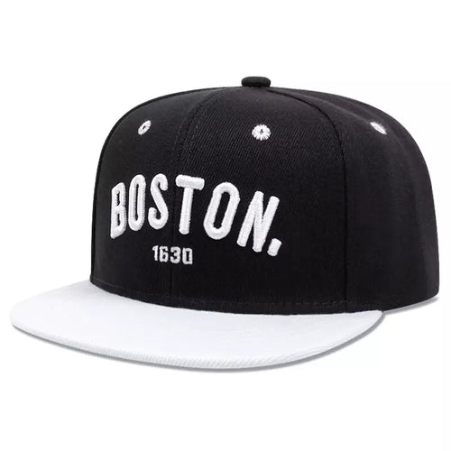 White Boston Snapback Cap back view