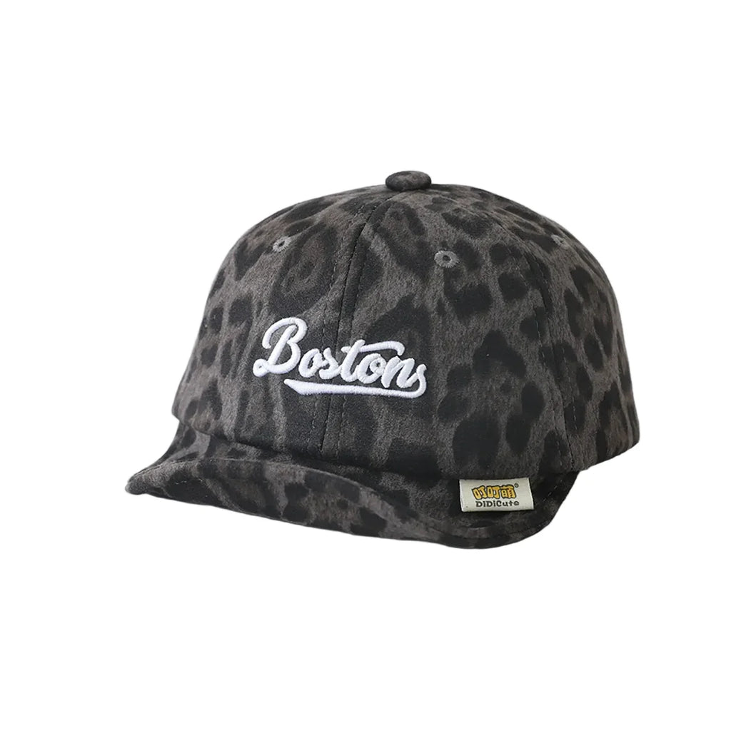 Boston Kids Leopard Print Short Brim Baseball Cap