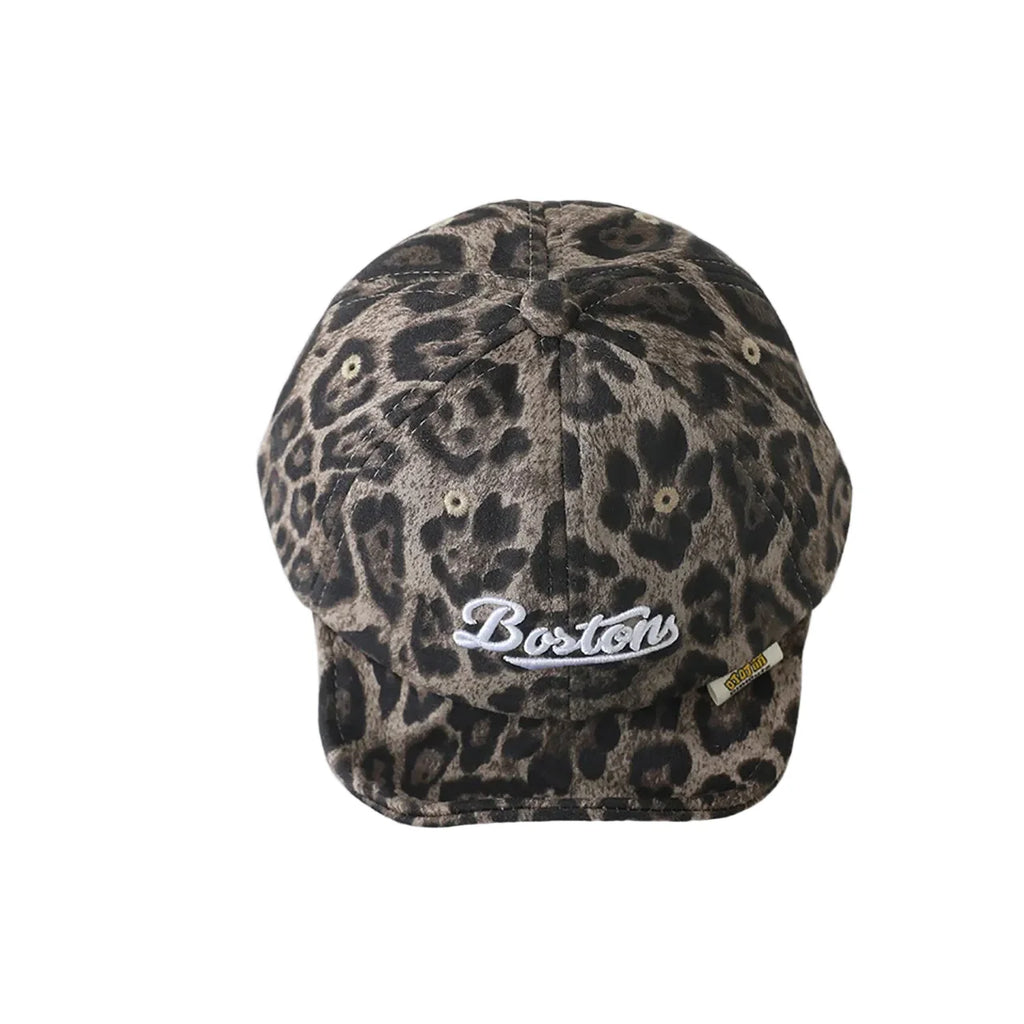 Boston Kids Leopard Print Short Brim Baseball Cap