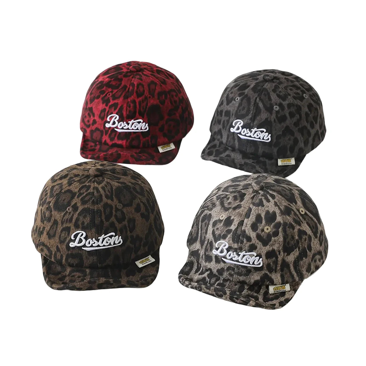 Boston Kids Leopard Print Short Brim Baseball Cap