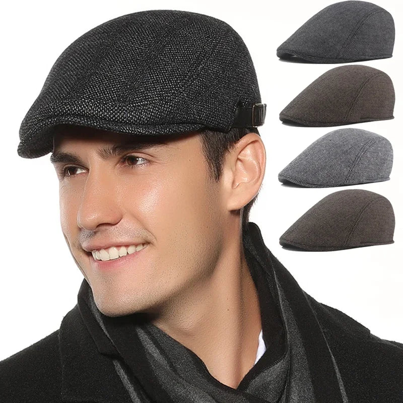 Boston Retro Herringbone Duckbill Flat Cap