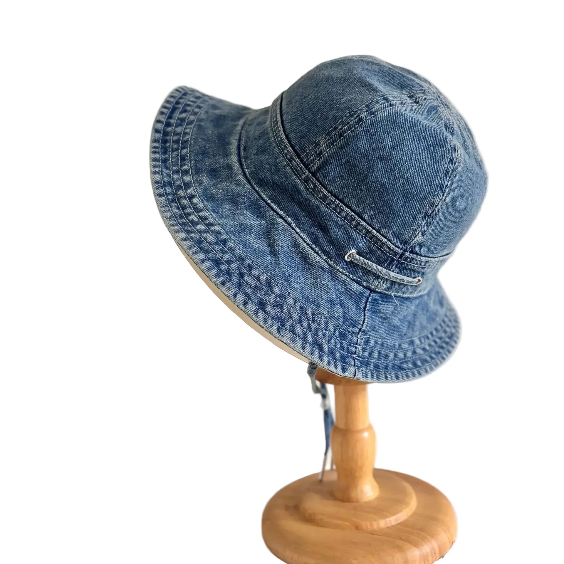Boston Vintage Denim Wide Brim Bucket Hat
