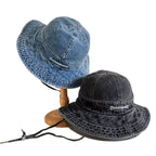 Boston Vintage Denim Wide Brim Bucket Hat
