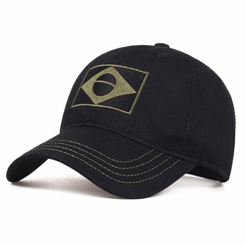 Black Brazil Flag Baseball Cap
