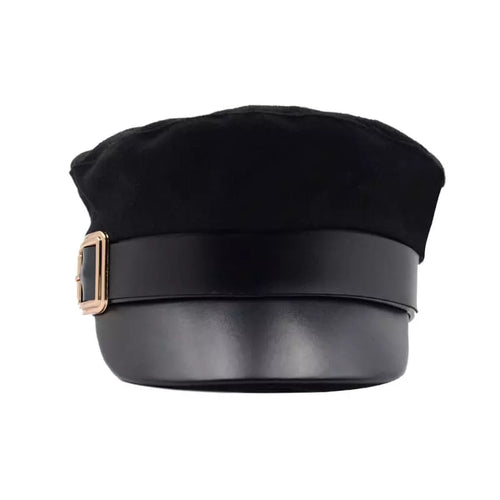 Black Cotton Sailor Cap front view