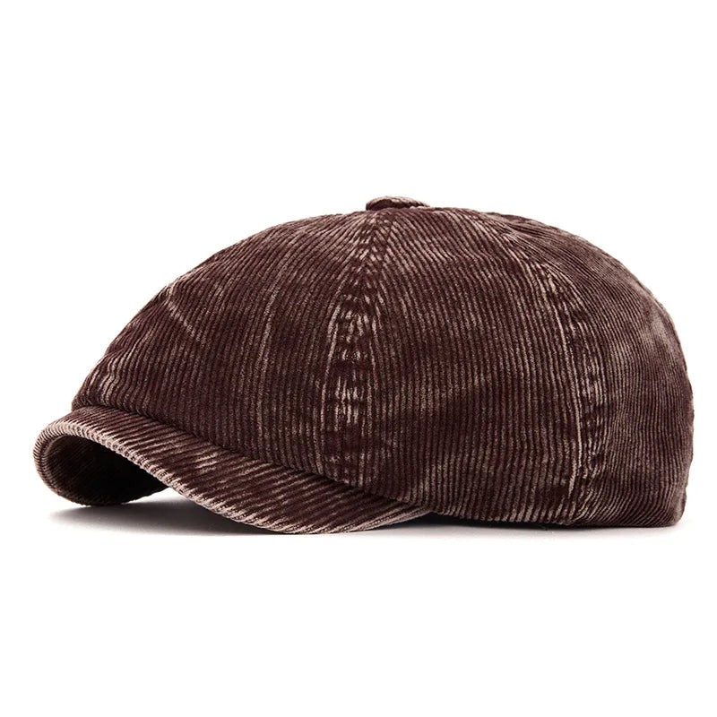 Coffee brown Newsboy Cap - British Style Corduroy Hat