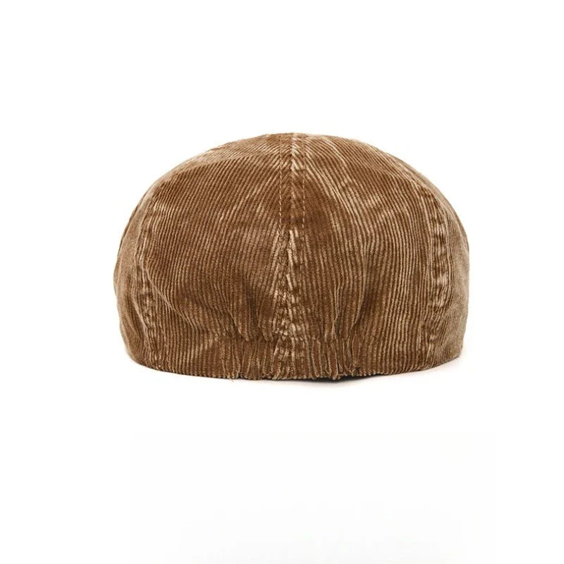 Khaki Newsboy Cap - British Style Corduroy Hat