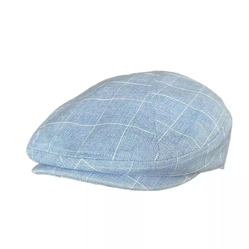 Blue Cotton Flat Cap