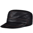 Broderick Black Genuine Leather Army Cap