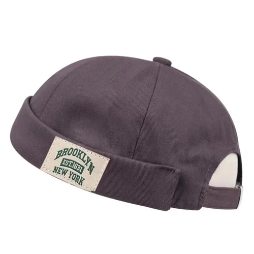 Gray Brimless Docker Cap