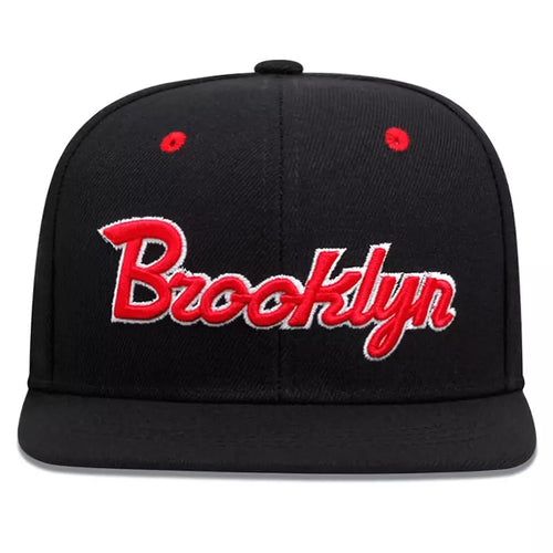 Black and red Snapback Cap front view