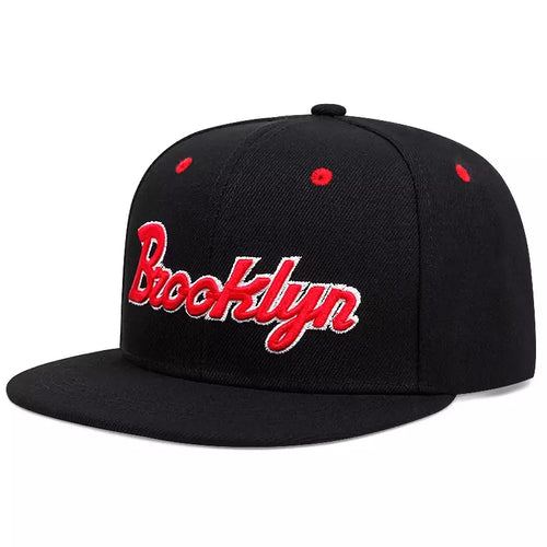 Black and red Snapback Cap back view